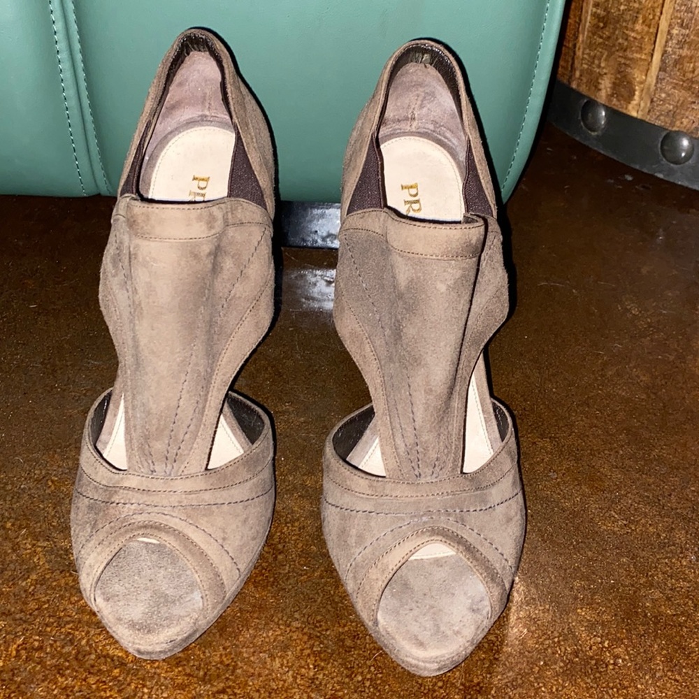 PRADA | Suede / Brown | open toe Heels | 39 1/2
